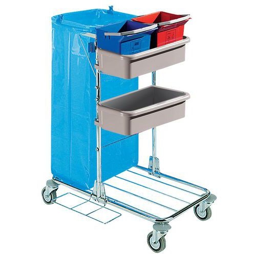 Mini-chariot de travail chromé 2 x 6 L Bleu - Image principale