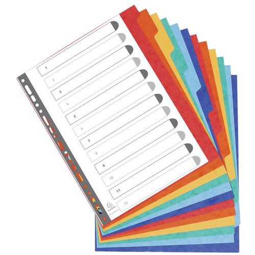 Lot de 15 Intercalaires carte lustrée 400g 12 positions - A4 maxi - Image 2