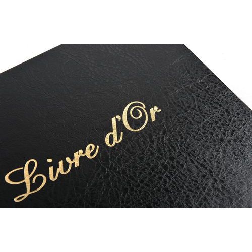 Lot de 3 livres d'or Balacron + titre 140 pages blanches 21x19cm vertical noir - Image 4