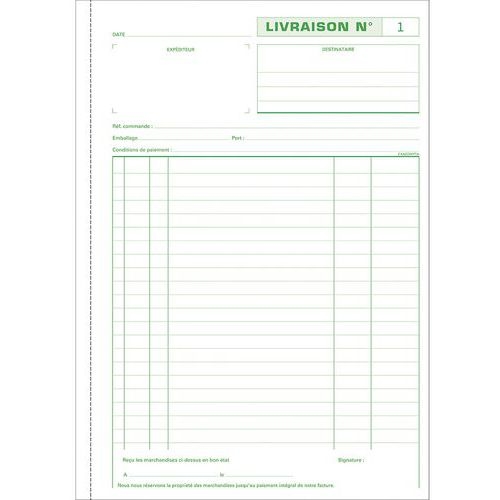 Lot de 5 Manifold Livraisons 29,7x21cm 50 feuillets dupli autocop. - Image 2