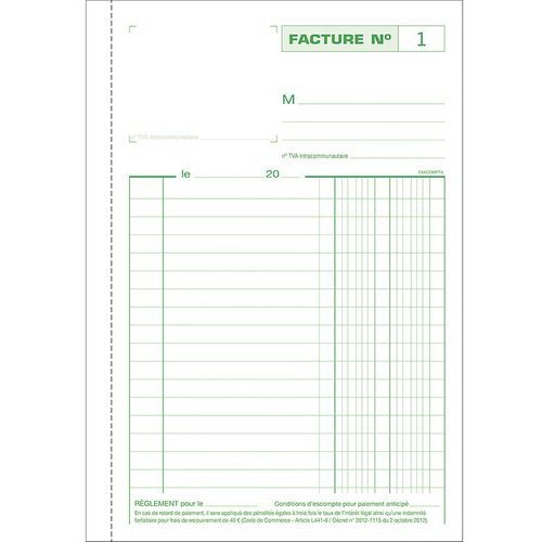 Lot de 10 Manifold Factures 21x14,8cm 50 feuil. dupli autocop. simple - Image 2