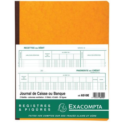 Lot de 5 Piqûre 32x25 Journal de caisse ou banque 80 pages - Image 2