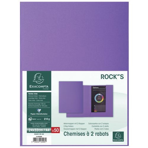 Lot de 5 paquets de 50 chemisess 2 rabats ROCK''S 210 - 24x32cm violine - Image 3
