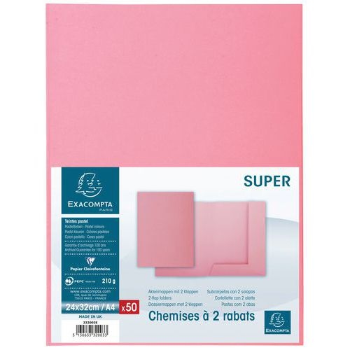 Lot de 5 paquets de 50 chemisess 2 rabats SUPER 210 - 24x32cm - rose - Image 3