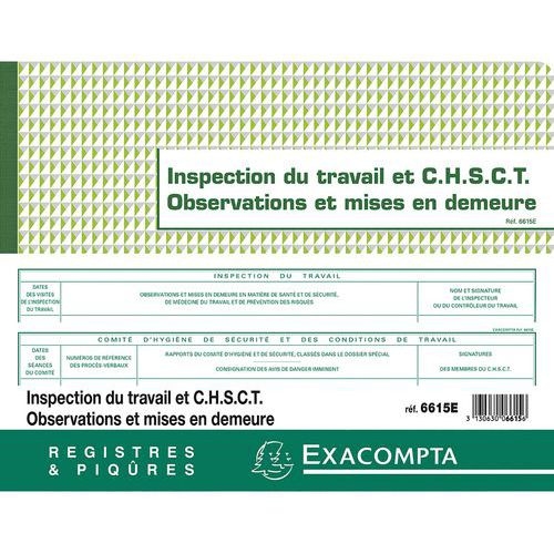 Lot de 5 Registre de l'Inspection du travail et du CHSCT - folioté - 16 pages - Image 4