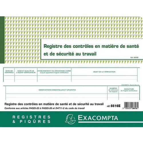Lot de 5 Registre des contrôles de santé et de sécurité au travail - 20 pages - Image 3
