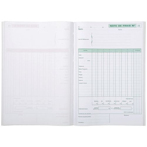 Lot de 5 Manifold Note de frais 29,7x21cm 50 feuillets dupli autocopiants - Image 3