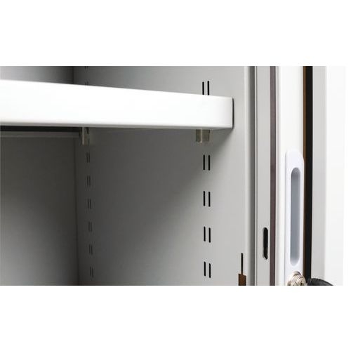 Armoire à rideaux Manutan 105X120X45 cm Alu/Hêtre - Image 3