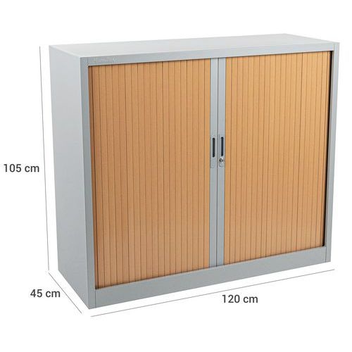 Armoire à rideaux Manutan 105X120X45 cm Alu/Hêtre - Image 6