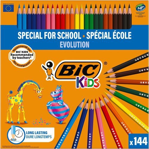 Classpack 144 crayons BIC KIDS Evolution Ecolutions, 12 couleurs, 12 crayons par couleur - Image principale