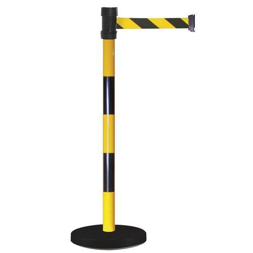 Poteau à sangle 2M jaune/noir et base - Image principale