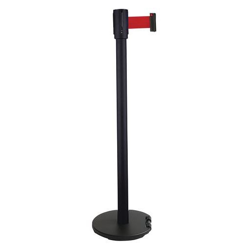 Poteau noir à sangle 2 m - Socle à roulettes - Manutan Expert - Image 2