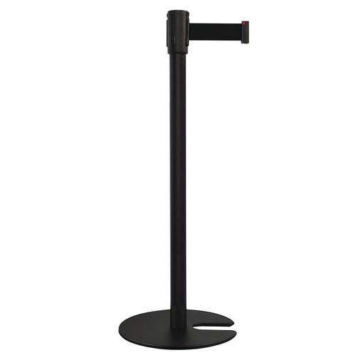 Poteau noir à sangle - 2 m - Acier - Base empilable - Manutan Expert - Image 2
