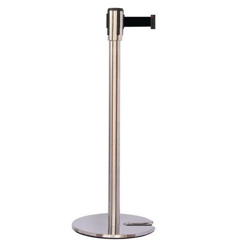 Poteau chromé sangle noir 2m base emboîtable chromé - Image principale