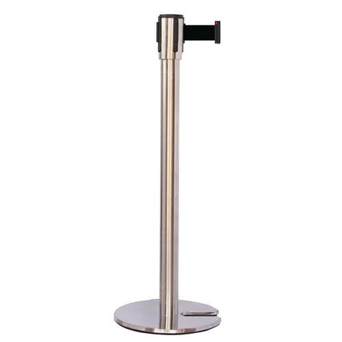 Poteau chromé sangle noir 5m base emboîtable chromé - Image principale