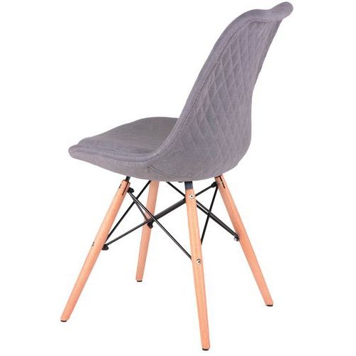 Lot de 4 chaises Lindy pied bois naturel tissu Gris clair - Image 2