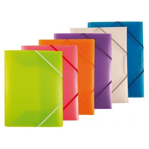 Assortiment de 20 chemises polypropylène 3 rabats + élastiques pour format A4 coloris assortis selon arrivage - Image principale