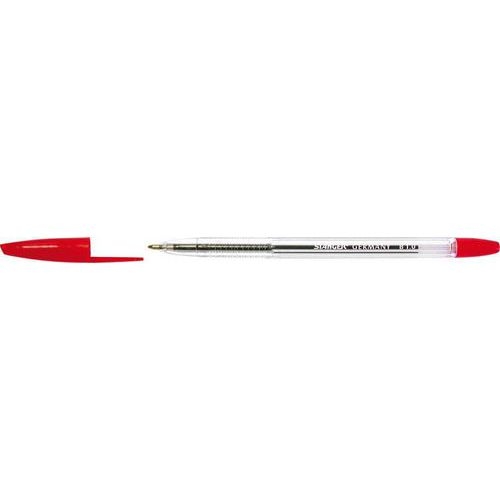 Stylo bille pointe moyenne corps transparent - rouge - Image principale