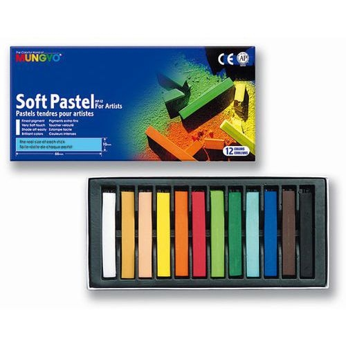 Boîte 12 pastels tendres Mungyo assortis 66 mm - Image principale