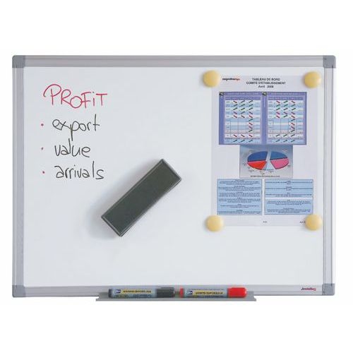 Tableau blanc émaillé 800° magnétique et effaçable à sec. - Image principale