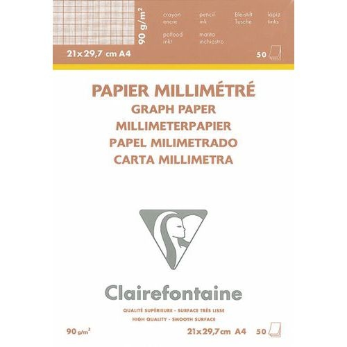 Feuille millimétrée - format 21 x 29,7 cm (Bloc de 50) - Image principale