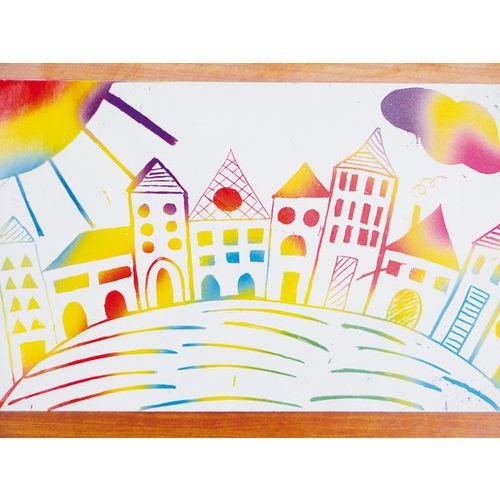 Feuille 15 x 21 cm. blanc/arc-en-ciel (Pochette de 10) - Image principale