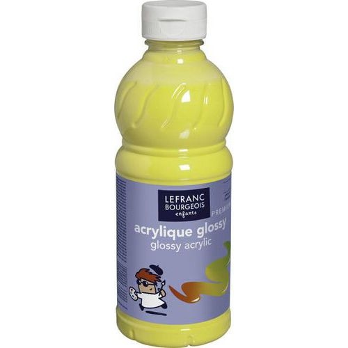 Flacon 500 ml, couleurs acryliques glossy lefranc & bourgeois - jaune primaire - Image principale