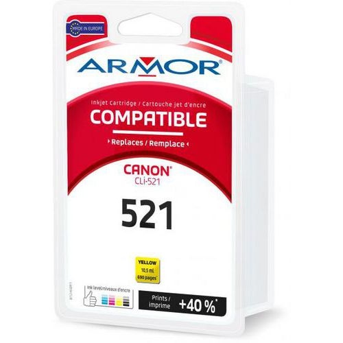 Cartouche jet d'encre compatible Canon CLI-521 Y jaune 2936B001 - Image principale