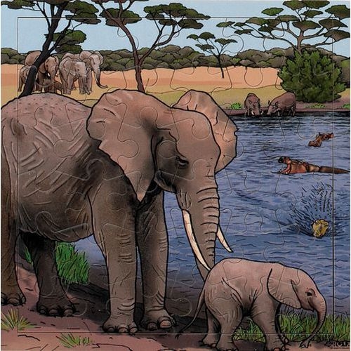 Puzzle éléphants - 36 pièces - Image principale
