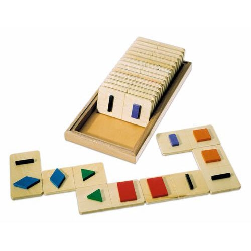 Jeu de reconnaissance visuelle et tactile de formes ou tridimensionnelles : domino tactile des formes - Image principale