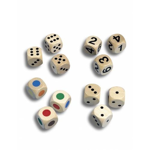 Set de 12 dés en bois verni - Image principale