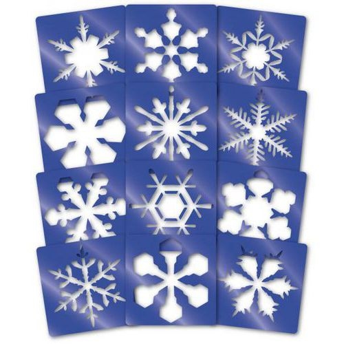 Ensemble 12 pochoirs géants flocons 230 x 200 mm - Image principale
