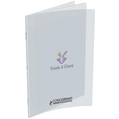 Cahier de poésie piqûre couverture polypropylène blanche translucide 48 pages 24x32 cm - Image principale