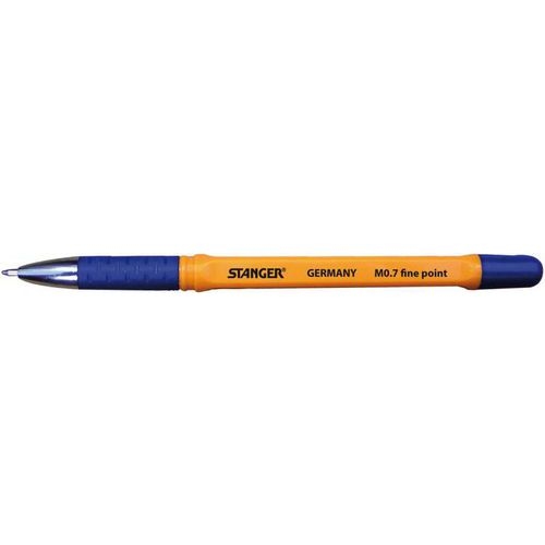 Stylo bille grip pointe fine 0.7 mm corps orange - bleu - Image principale