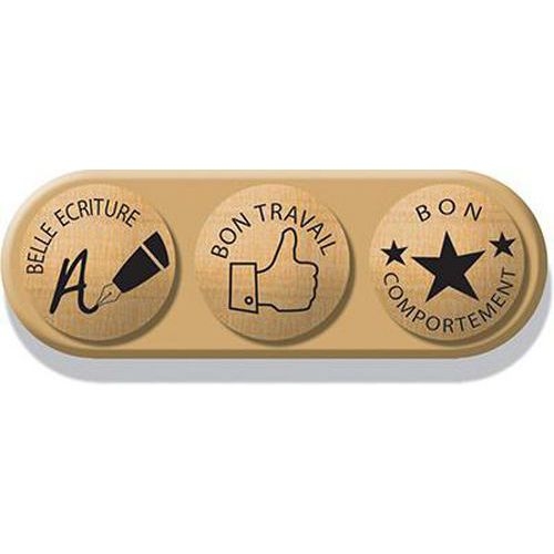 Ensemble de 3 tampons d'encouragement sur socle bois 10x3.5x2 cm - Image principale