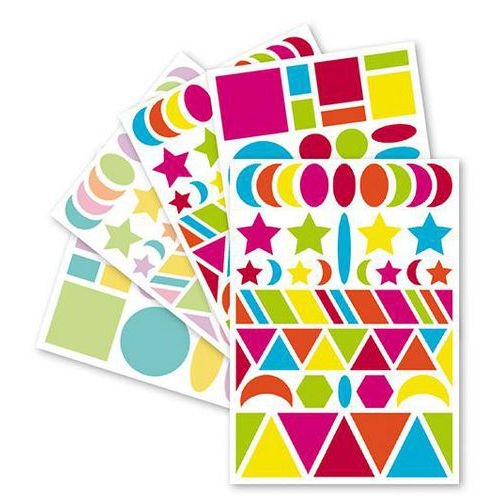 Pochette 20 planches gommettes formes géométriques assorties - Image principale