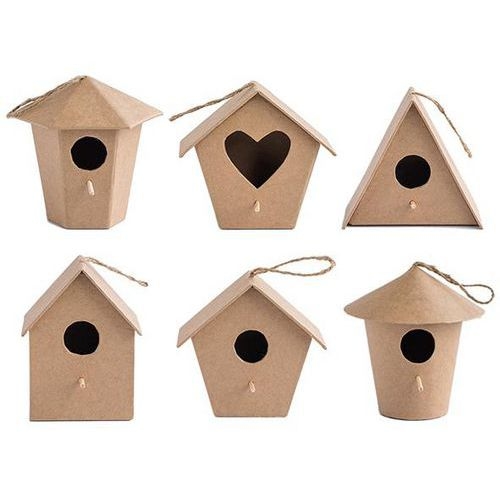 Lot 6 nichoirs en carton à décorer formes assorties 100x85 mm - Image principale