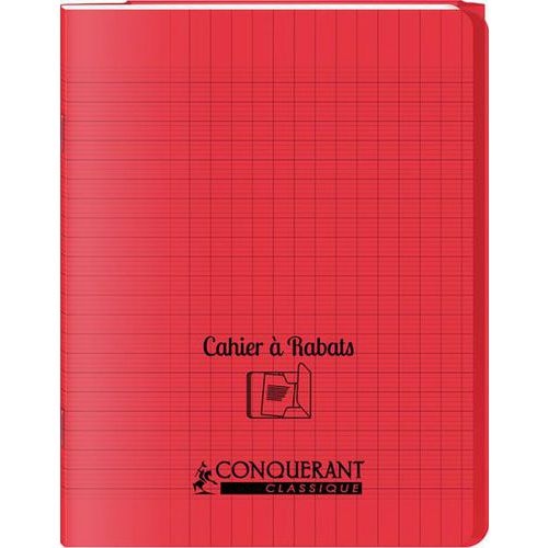 Cahier avec rabats 96 pages seyes, format 24 x 32 cm Polypropylène - Rouge - Image principale