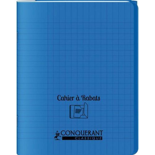 Cahier avec rabats 48 pages Seyes 17x22 cm - Polypropylène bleu - Image principale