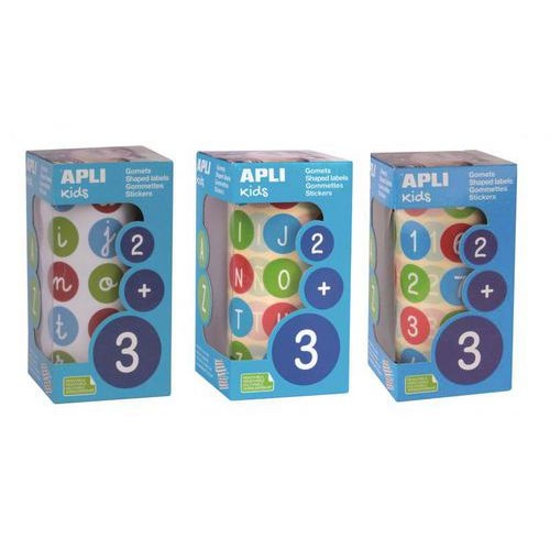Ensemble 3 rouleaux gommettes chiffres, lettres minuscules et majuscules - Image principale
