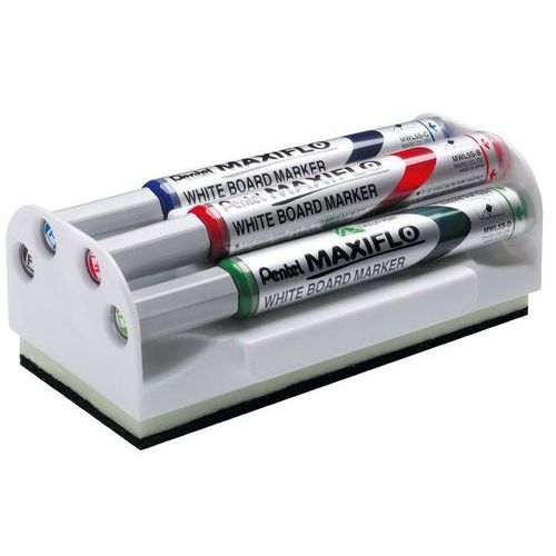 Brosse à tableau blanc magnétique avec 4 markers MAXIFLO PENTEL - Image principale