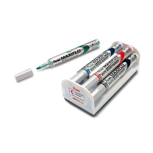 Brosse à tableau blanc magnétique avec 4 markers MAXIFLO PENTEL - Image 4