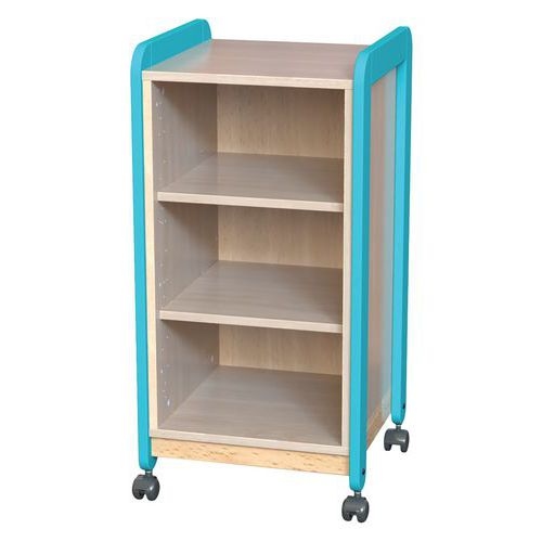 Meuble Lili 1 colonne 3 niches avec roulettes hauteur 98 cm coloris turquoise - Image principale