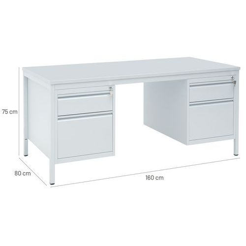 Bureau base Line 2 caisons 4 tiroirs 160x80 cm - Image 4