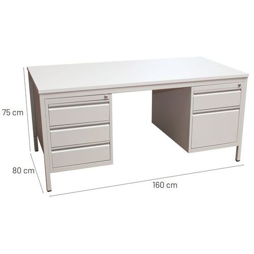 Bureau base Line 2 caisons 5 tiroirs 160x80 cm - Image 4