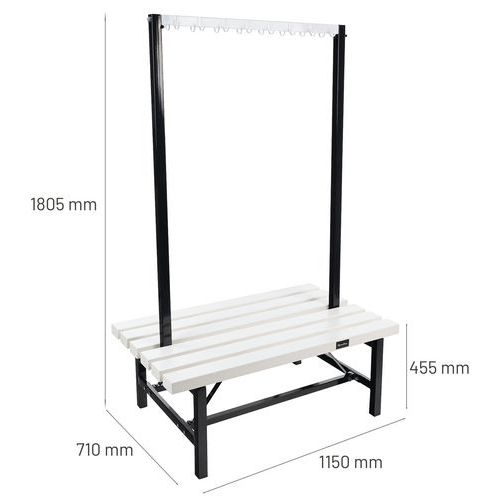 Banc double patère PVC blanc - À monter - Manutan - Image 4