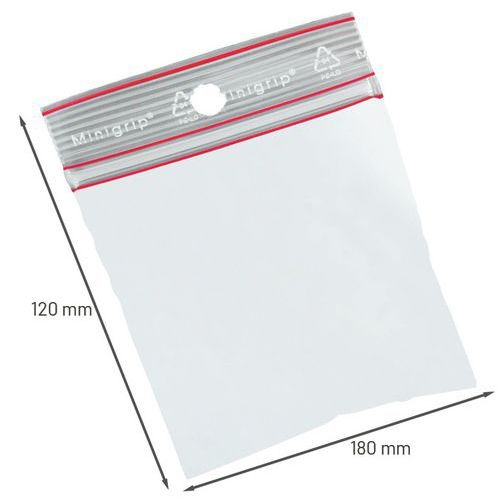 500 sacs plastique Minigrip 100 std Larg: 120 mm x Ht: 180 mm - Image 2