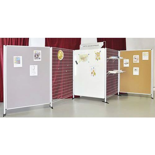 Panneau d'exposition en feutrine Harmony avec pieds coloris gris RAL 9006 - Image principale