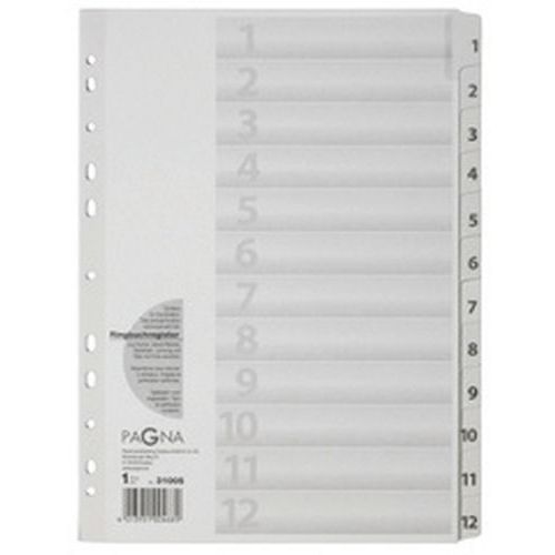 Lot de 6 Intercalaire en carton chiffres 1 - 12, A4, 12 touches - Image principale