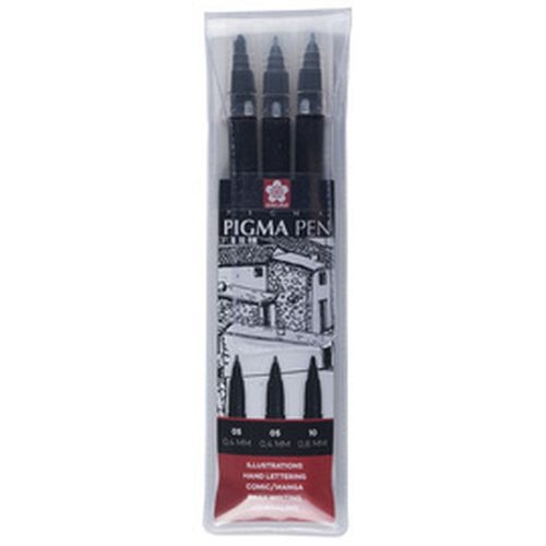 Set de 6 Stylo feutre PIGMA PEN, étui de 3, noir - Image principale